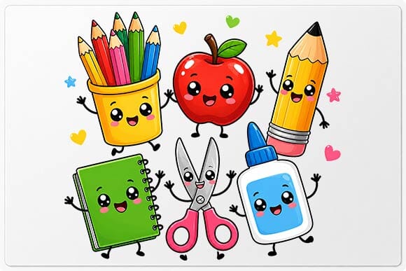 Cute School Supplies PNG, Back to School SVG BillahCrafts 
