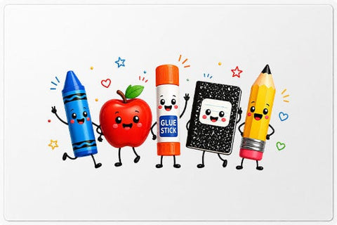 Cute School Supplies PNG | Kawaii Classroom Characters PNG SVG BillahCrafts 