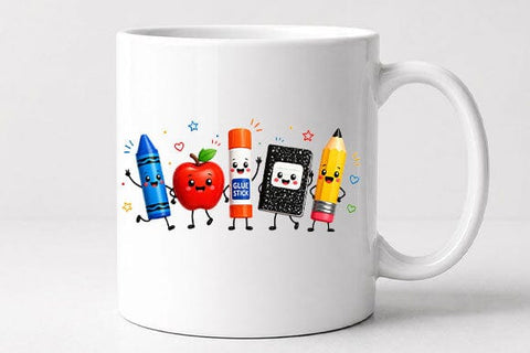 Cute School Supplies PNG | Kawaii Classroom Characters PNG SVG BillahCrafts 
