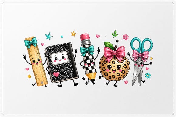 Cute School Supplies PNG | Kawaii School Friends Characters PNG SVG BillahCrafts 