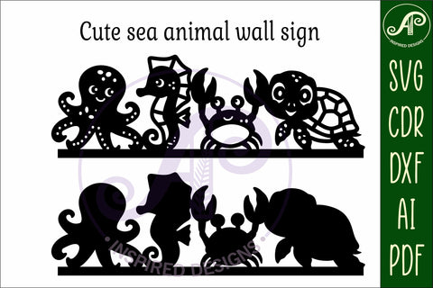 Cute sea animal wall art sign, SVG file. vector SVG APInspireddesigns 