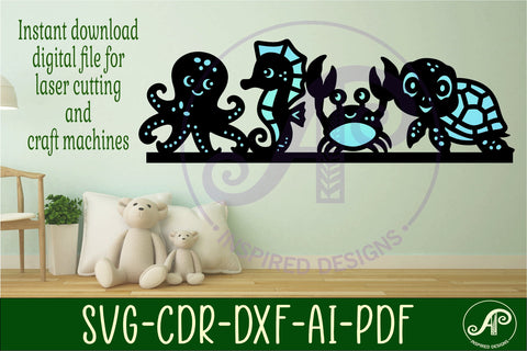 Cute sea animal wall art sign, SVG file. vector SVG APInspireddesigns 