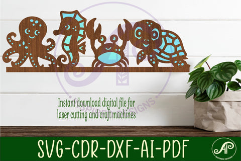 Cute sea animal wall art sign, SVG file. vector SVG APInspireddesigns 