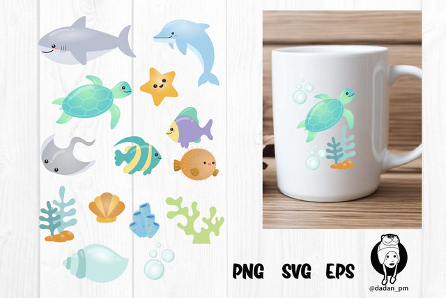 Cute sea animals png sublimation SVG dadan_pm 