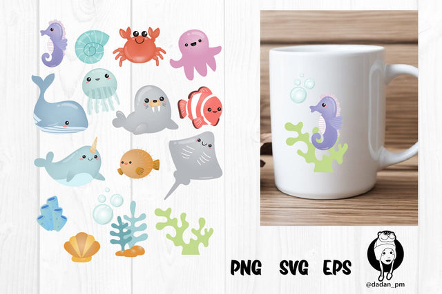 Cute sea animals png sublimation SVG dadan_pm 