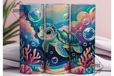 Cute Sea Turtle 20oz Tumbler Wrap Sublimation sassyprint 