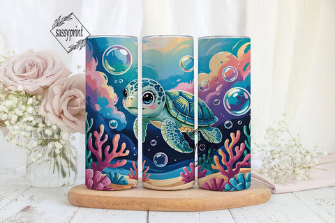 Cute Sea Turtle 20oz Tumbler Wrap Sublimation sassyprint 