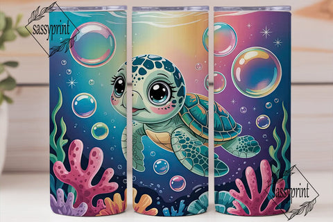 Cute Sea Turtle 20oz Tumbler Wrap Sublimation sassyprint 
