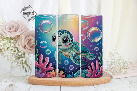 Cute Sea Turtle 20oz Tumbler Wrap Sublimation sassyprint 