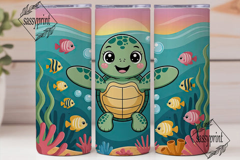 Cute Sea Turtle 20oz Tumbler Wrap Sublimation sassyprint 