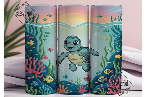 Cute Sea Turtle 20oz Tumbler Wrap Sublimation sassyprint 