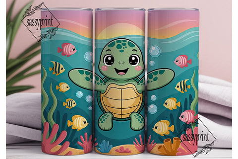 Cute Sea Turtle 20oz Tumbler Wrap Sublimation sassyprint 