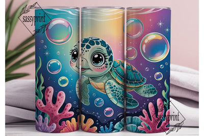 Cute Sea Turtle 20oz Tumbler Wrap Sublimation sassyprint 