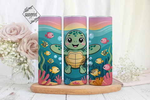 Cute Sea Turtle 20oz Tumbler Wrap Sublimation sassyprint 