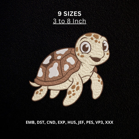 Cute Sea Turtle Machine Embroidery Design – Baby Ocean Turtle Nautical Embroidery File Embroidery/Applique DESIGNS PatternFeed8 