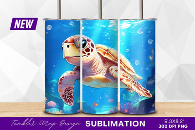 Cute sea turtle underwater cartoon illustration Sublimation Regulrcrative 