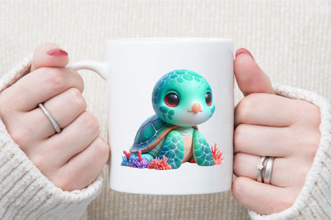 Cute Sea Turtle Watercolor Clipart Sublimation designartist 