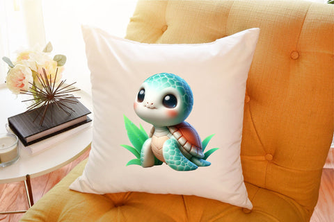 Cute Sea Turtle Watercolor Clipart Sublimation designartist 