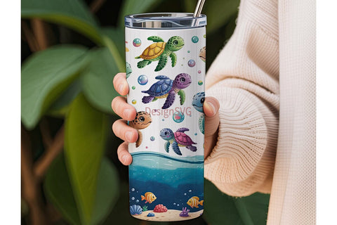 Cute Sea Turtles 20oz Tumbler Wrap Sublimation DesignSVG 