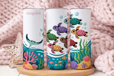 Cute Sea Turtles 20oz Tumbler Wrap Sublimation DesignSVG 
