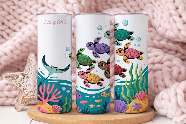 Cute Sea Turtles 20oz Tumbler Wrap Sublimation DesignSVG 