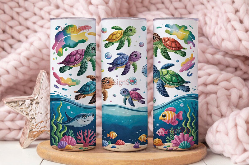 Cute Sea Turtles 20oz Tumbler Wrap Sublimation DesignSVG 