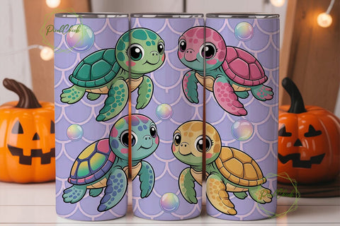 Cute Sea Turtles 20oz Tumbler Wrap Sublimation PixelChick 