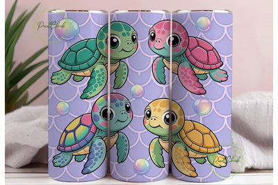 Cute Sea Turtles 20oz Tumbler Wrap Sublimation PixelChick 