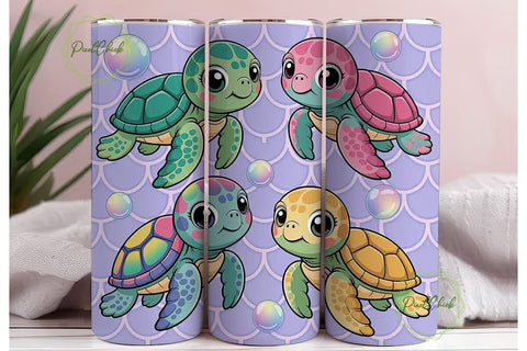 Cute Sea Turtles 20oz Tumbler Wrap Sublimation PixelChick 