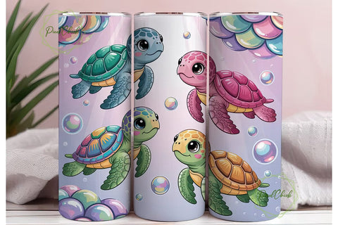 Cute Sea Turtles 20oz Tumbler Wrap Sublimation PixelChick 