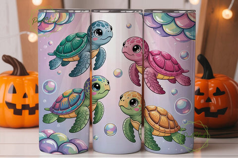 Cute Sea Turtles 20oz Tumbler Wrap Sublimation PixelChick 