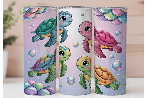 Cute Sea Turtles 20oz Tumbler Wrap Sublimation PixelChick 