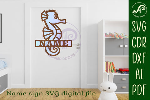 Cute seahorse Name sign SVG APInspireddesigns 