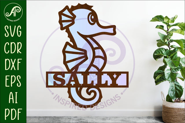 Cute seahorse Name sign SVG APInspireddesigns 