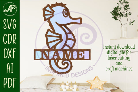Cute seahorse Name sign SVG APInspireddesigns 