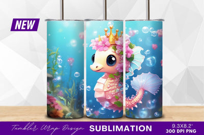 Cute seahorse princess underwater tumbler png Sublimation Regulrcrative 