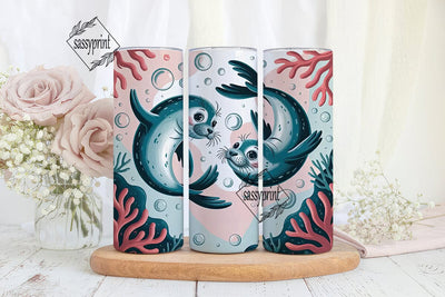Cute Seals Tumbler Wrap PNG Sublimation sassyprint 