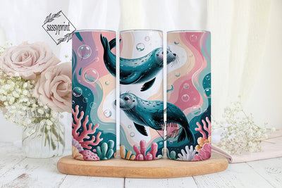 Cute Seals Tumbler Wrap PNG Sublimation sassyprint 