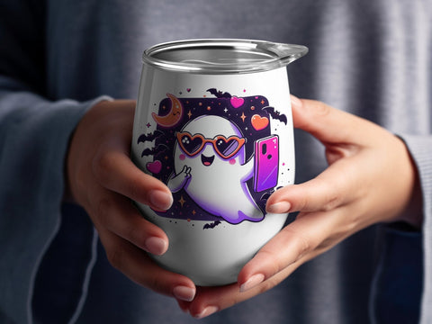 Cute Selfie Ghost Halloween Sublimation PNG Sublimation Luvleigh Digitals 