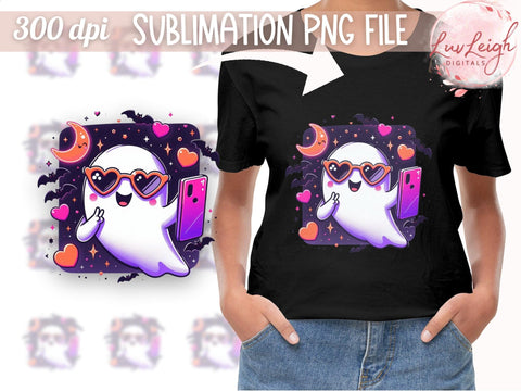 Cute Selfie Ghost Halloween Sublimation PNG Sublimation Luvleigh Digitals 