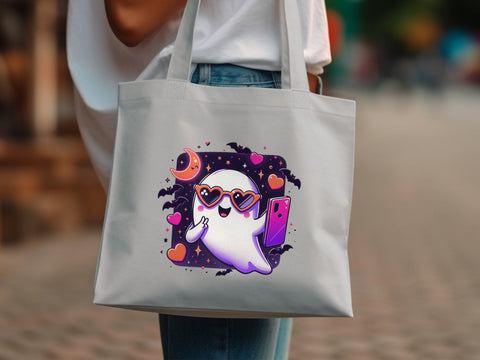 Cute Selfie Ghost Halloween Sublimation PNG Sublimation Luvleigh Digitals 