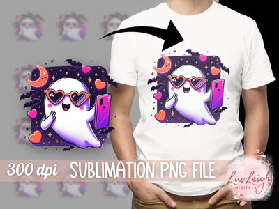 Cute Selfie Ghost Halloween Sublimation PNG Sublimation Luvleigh Digitals 