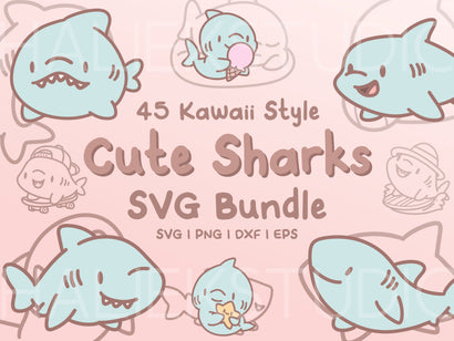 Cute Shark SVG Design Set SVG HalieKStudio 