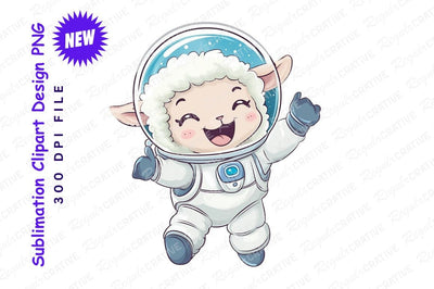 Cute sheep astronaut cartoon clipart png Sublimation Regulrcrative 