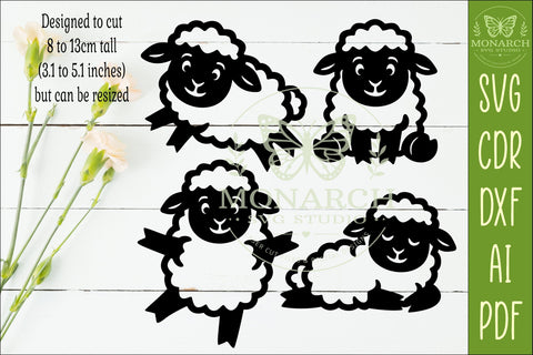 Cute Sheep Silhouettes SVG Farm Animal Laser Cut Files 1 SVG APInspireddesigns 