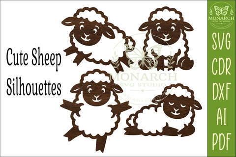 Cute Sheep Silhouettes SVG Farm Animal Laser Cut Files 1 SVG APInspireddesigns 