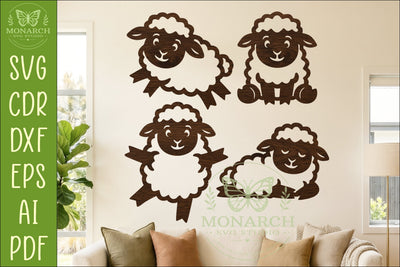 Cute Sheep Silhouettes SVG Farm Animal Laser Cut Files 1 SVG APInspireddesigns 
