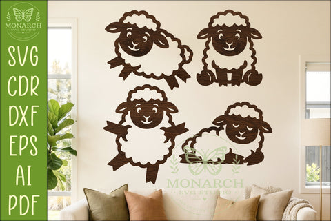 Cute Sheep Silhouettes SVG Farm Animal Laser Cut Files 1 SVG APInspireddesigns 