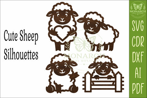 Cute Sheep Silhouettes SVG Farm Animal Laser Cut Files 2 SVG APInspireddesigns 