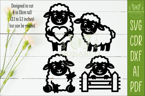 Cute Sheep Silhouettes SVG Farm Animal Laser Cut Files 2 SVG APInspireddesigns 